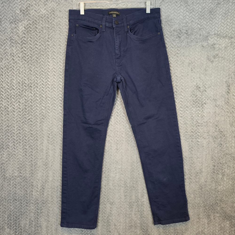 Banana Republic Mens 30x30 Navy Blue 5-Pocket Slim Straight Stretch Pants